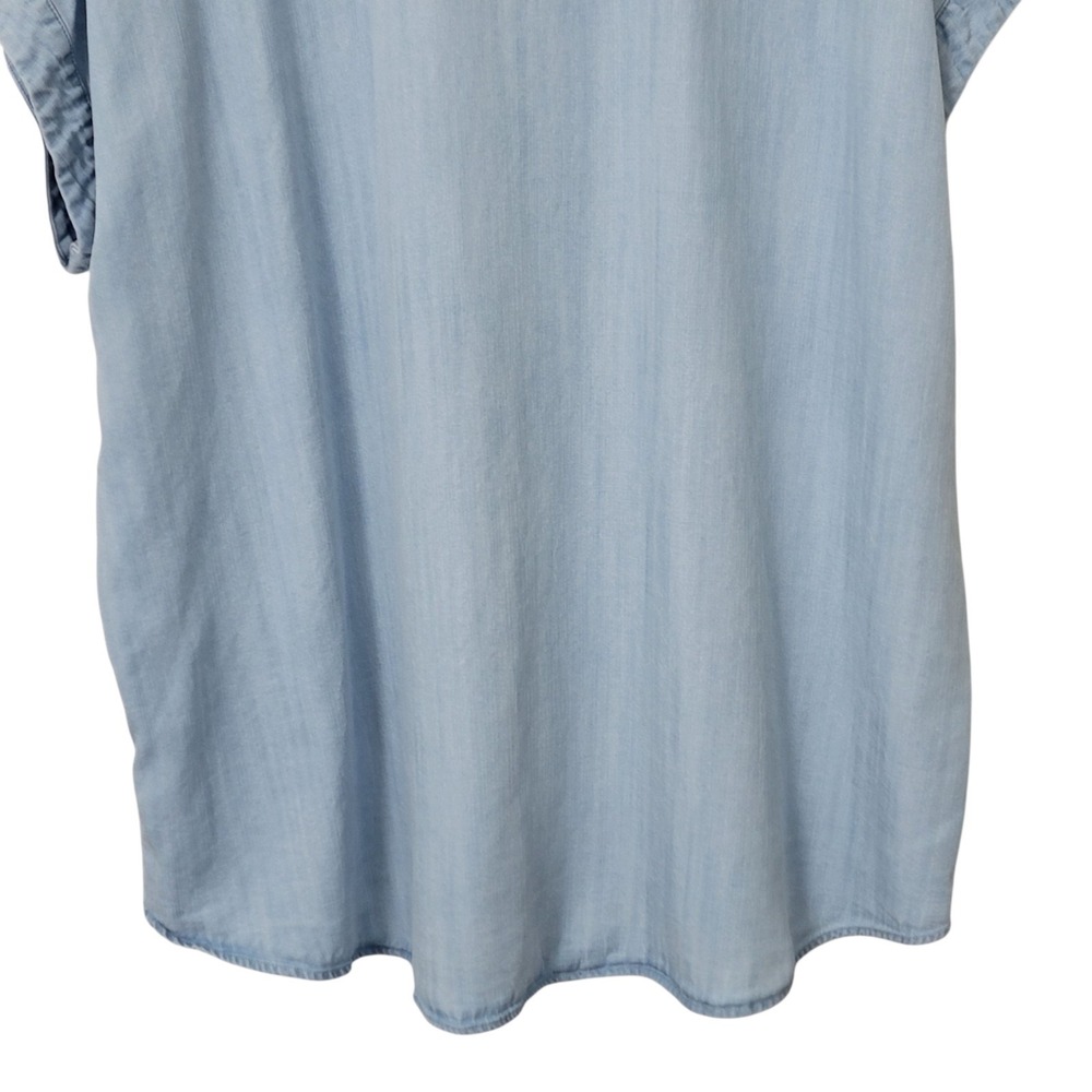 Soft Surroundings Top Womens 3X Blue Chambray Je Veux Tencel Shirt Button Up - Picture 8 of 10